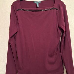 Ralph Lauren Deep Red Long Sleeve Top